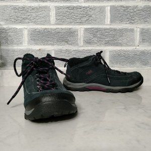 Ryka Canyon Navy Blue Shearling Suede And Fabric Blend Lace Up Hiking Shoes 8.5